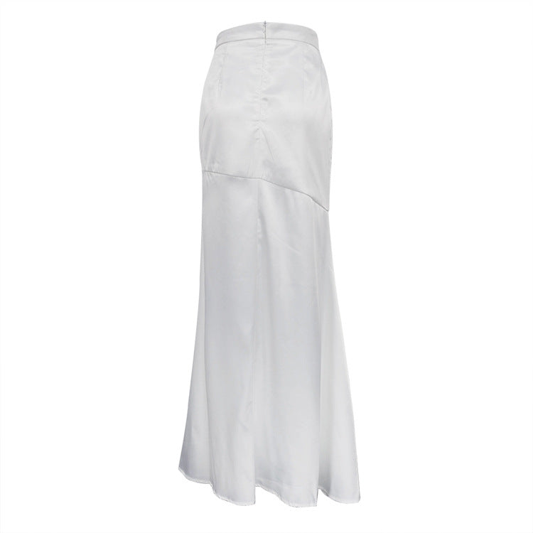 Women Clothing Fashionable With Side Slit Long Skirt Early Spring High Waist Drooping Slim Fishtail Skirt