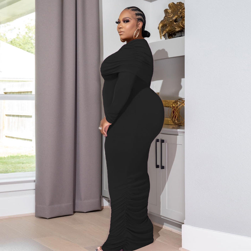 Plus Size Sexy Off The Shoulder Bodycon Maxi Dress