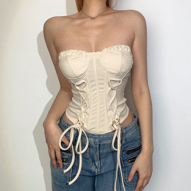 Slim Fit Sexy Lace Up Bustier Top