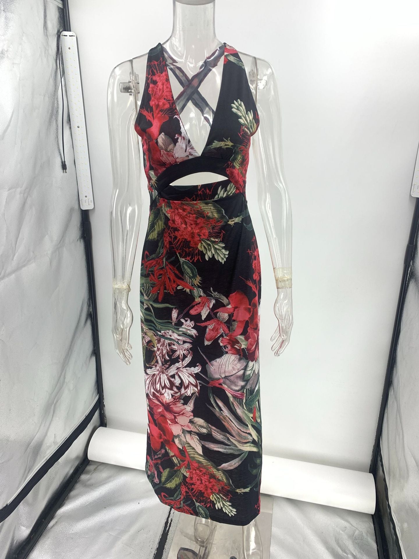 Sexy Printed Sling Holiday Dress Women Dress