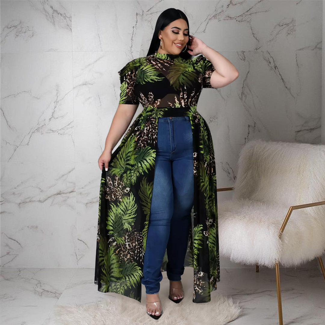 Plus Size Cutout High Low Dress Top