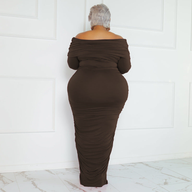 Plus Size Sexy Off The Shoulder Bodycon Maxi Dress