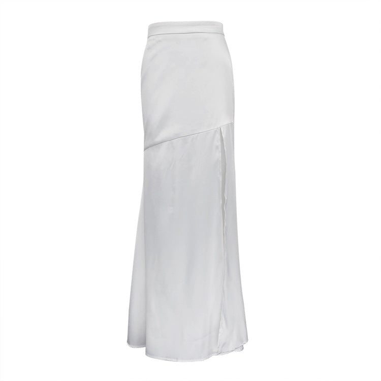 Women Clothing Fashionable With Side Slit Long Skirt Early Spring High Waist Drooping Slim Fishtail Skirt