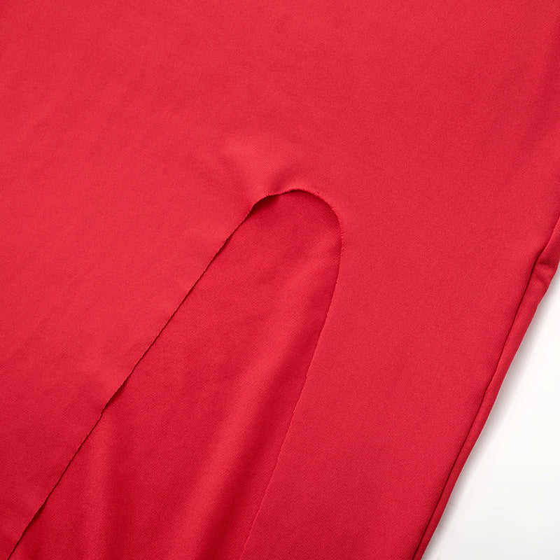 Bell Sleeve Cutout Back High Slit Maxi Dress