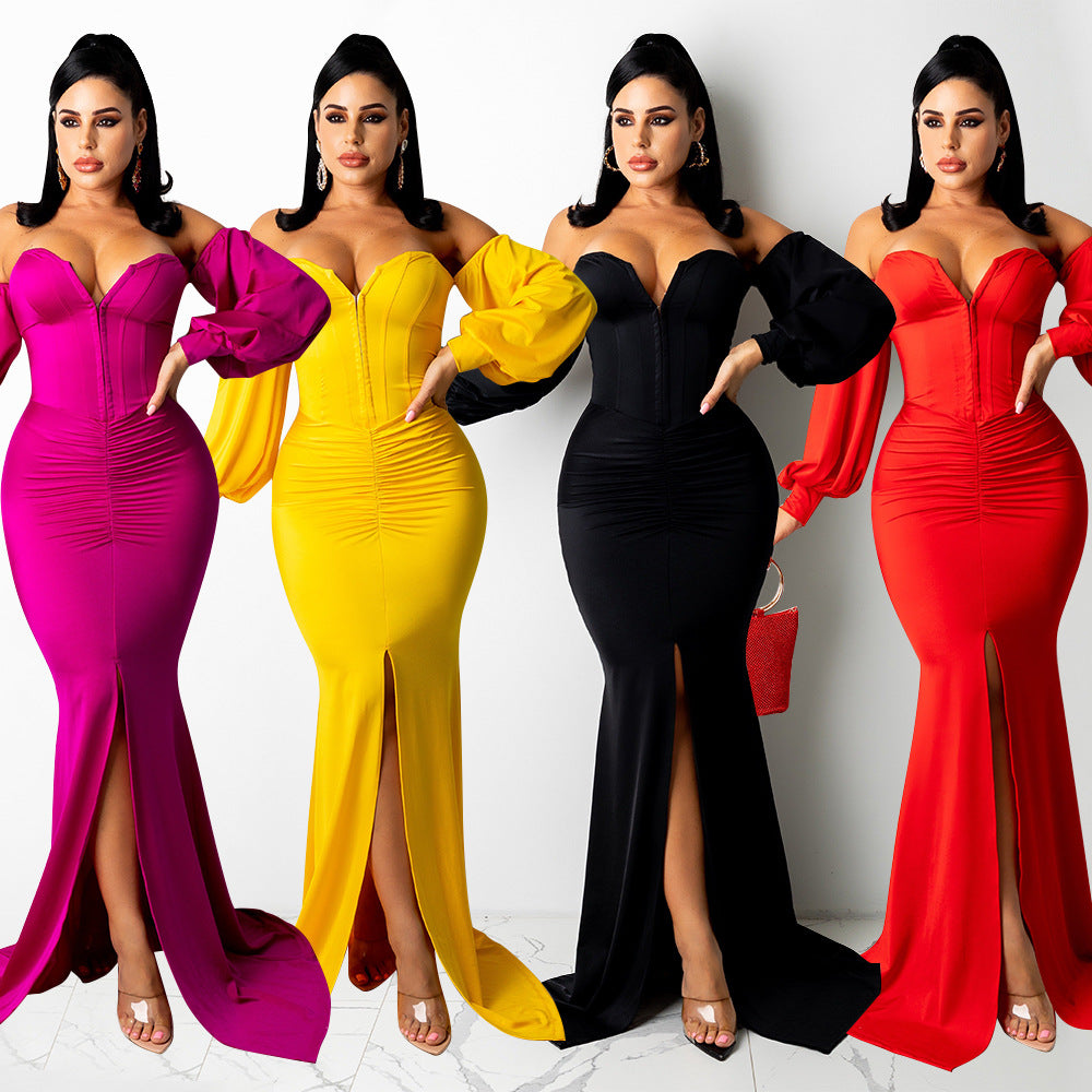 Women Clothing Sexy Solid Color Nightclub Dress Women Dress