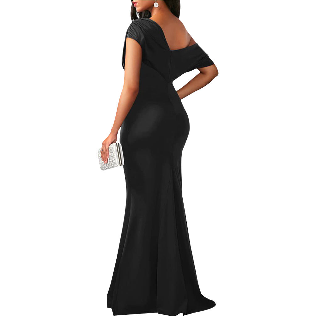 Plus Size Sexy Black off the Shoulder Maxi Evening Dress