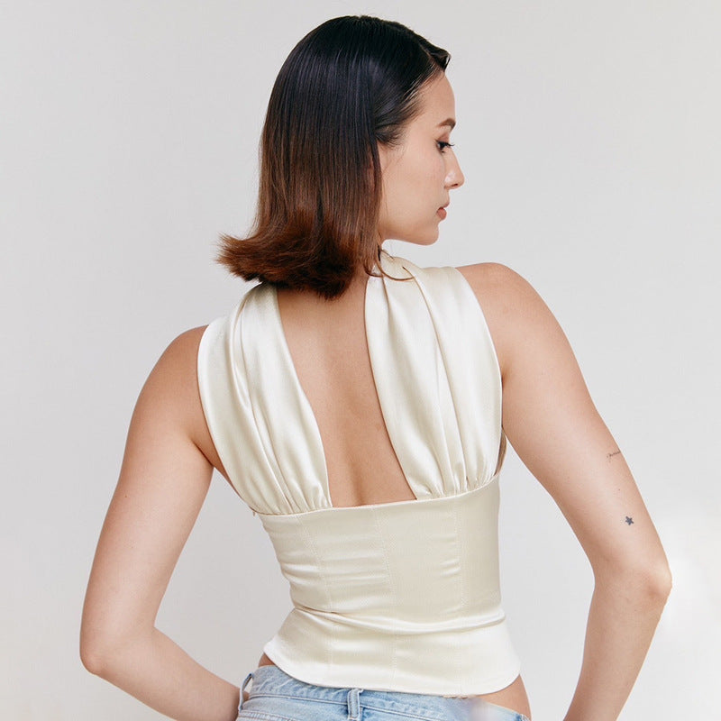 Sexy Satin Tube Top Halter Small Top