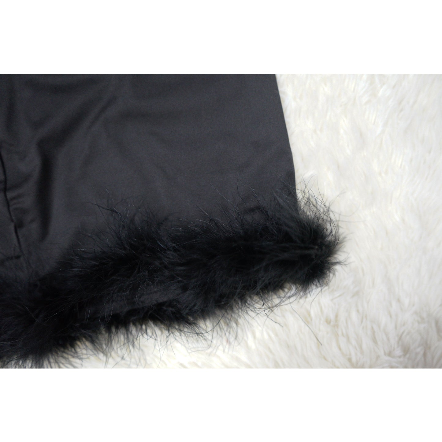 Women Clothing Autumn Square Collar Backless Ostrich Wool Solid Color