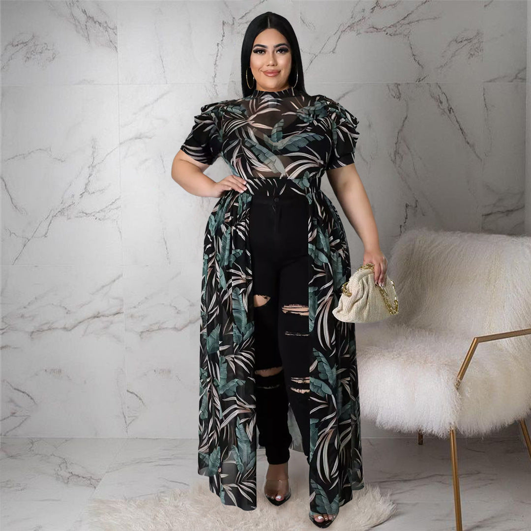 Plus Size Cutout High Low Dress Top