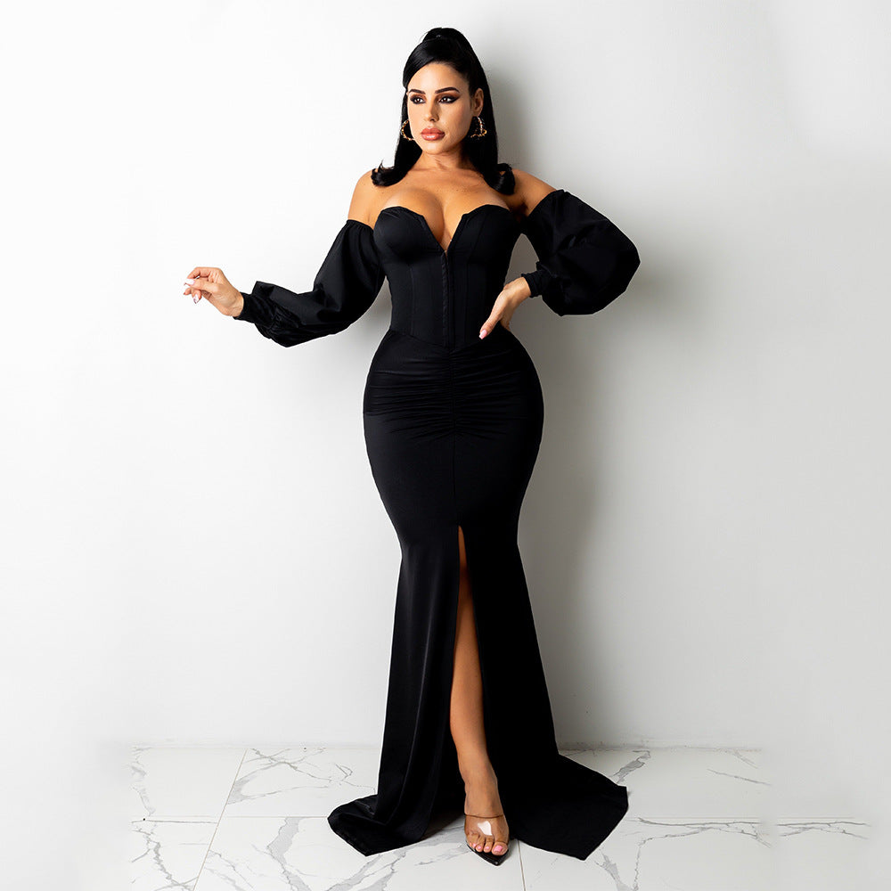 Women Clothing Sexy Solid Color Nightclub Dress Women Dress