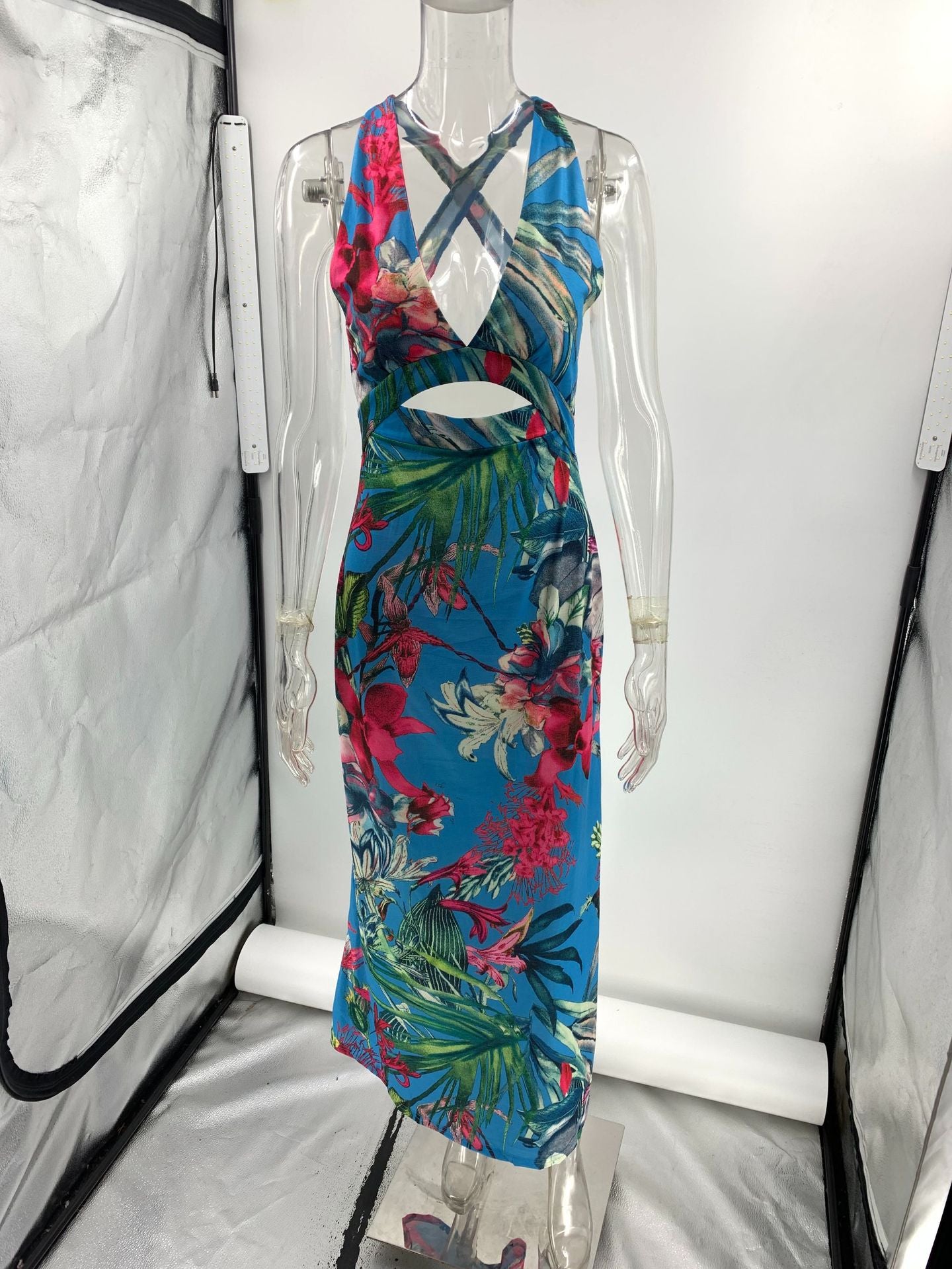 Sexy Printed Sling Holiday Dress Women Dress