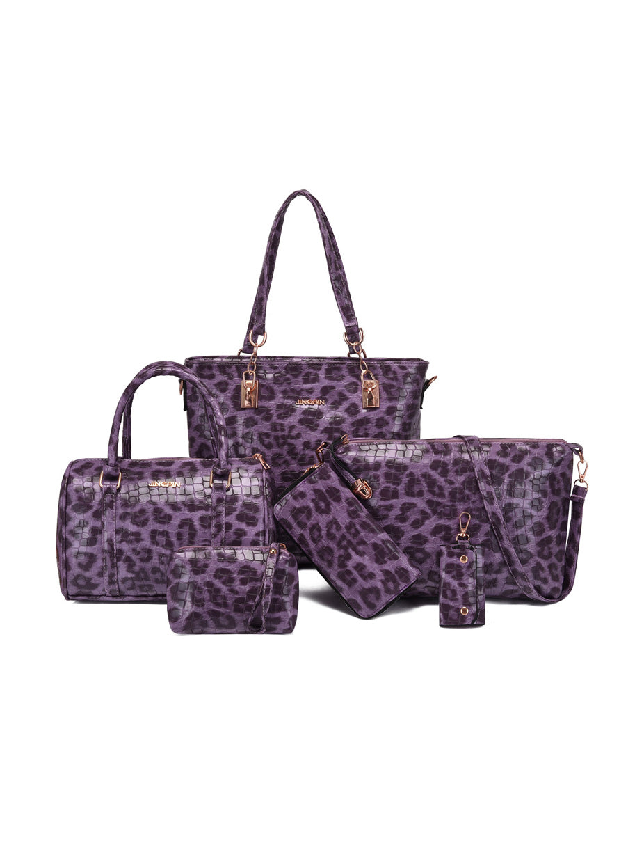 Vintage Leopard Travel Shoulder Bag Handbag Set