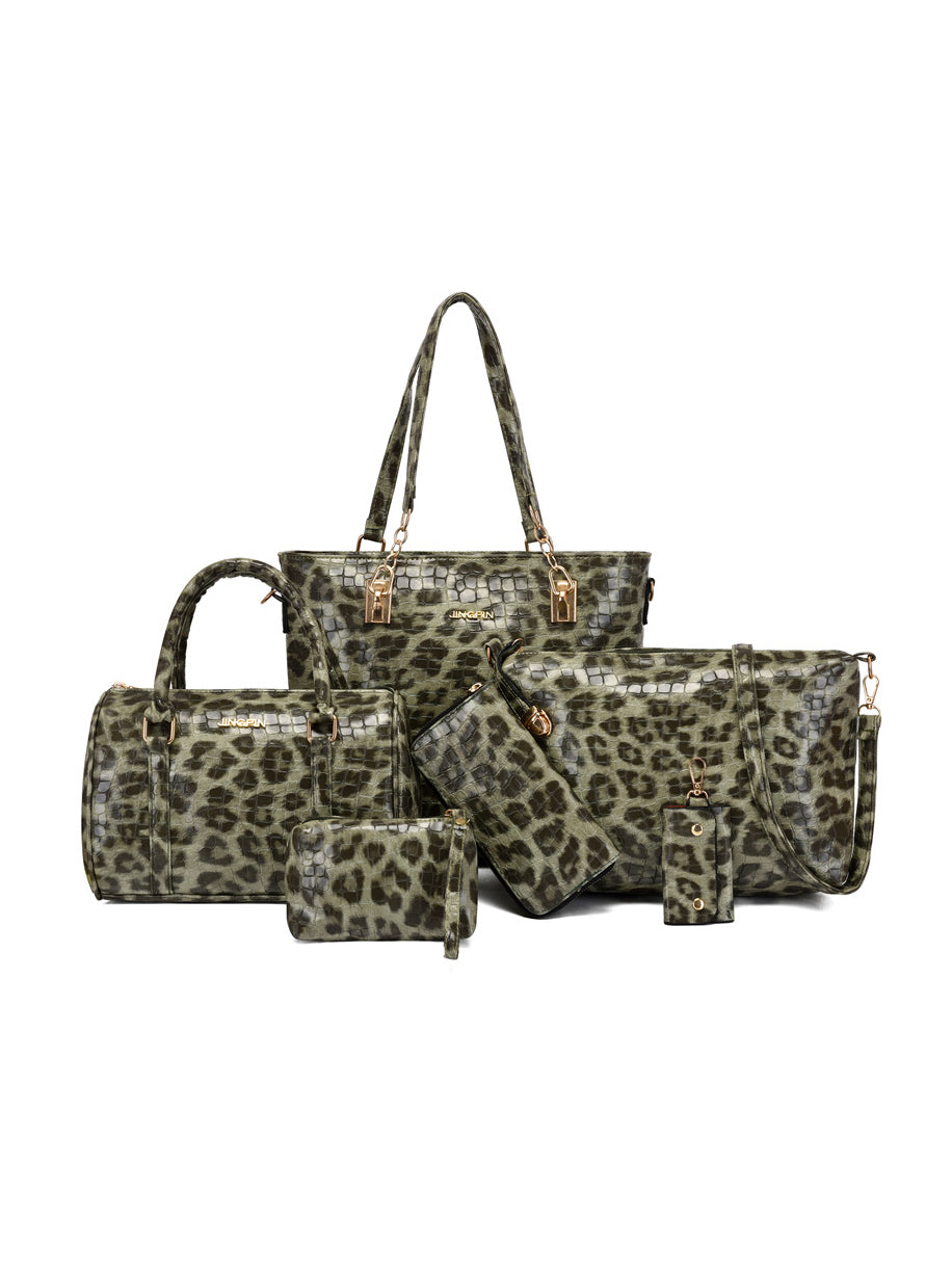 Vintage Leopard Travel Shoulder Bag Handbag Set