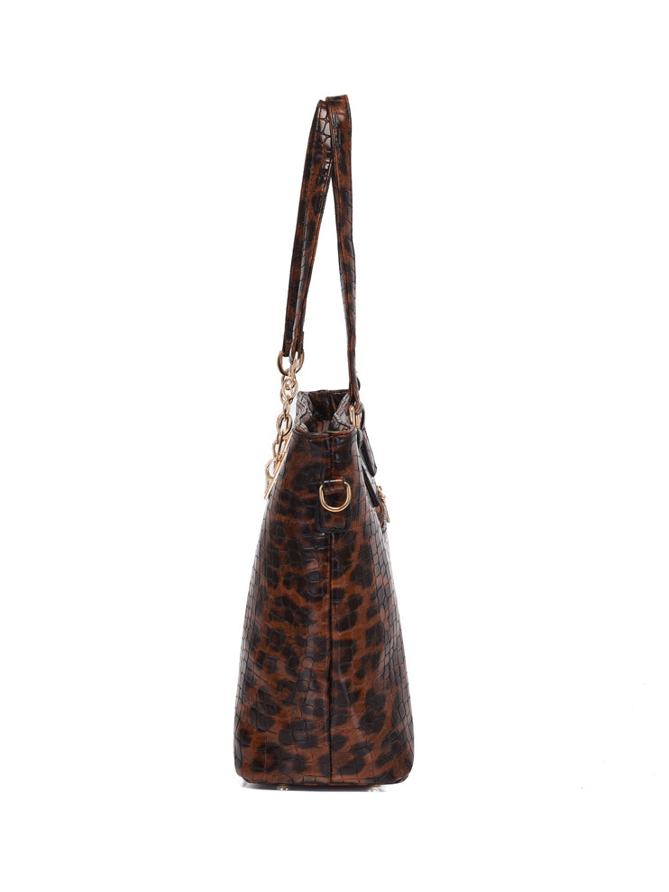 Vintage Leopard Travel Shoulder Bag Handbag Set