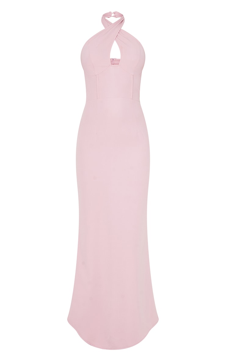 Black Bridesmaid Corset Detail Cross Front Maxi Dress