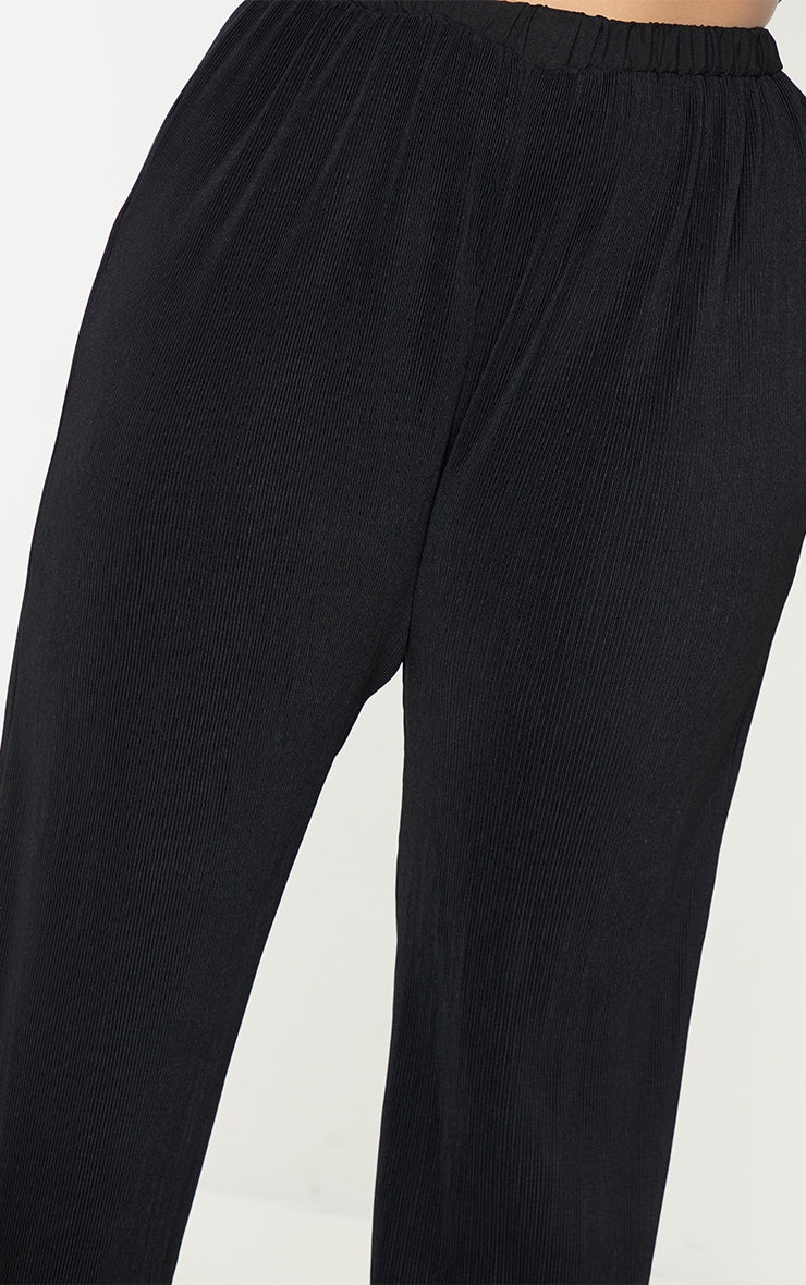 Plus Chocolate Plisse High Waisted Wide Leg  Pants