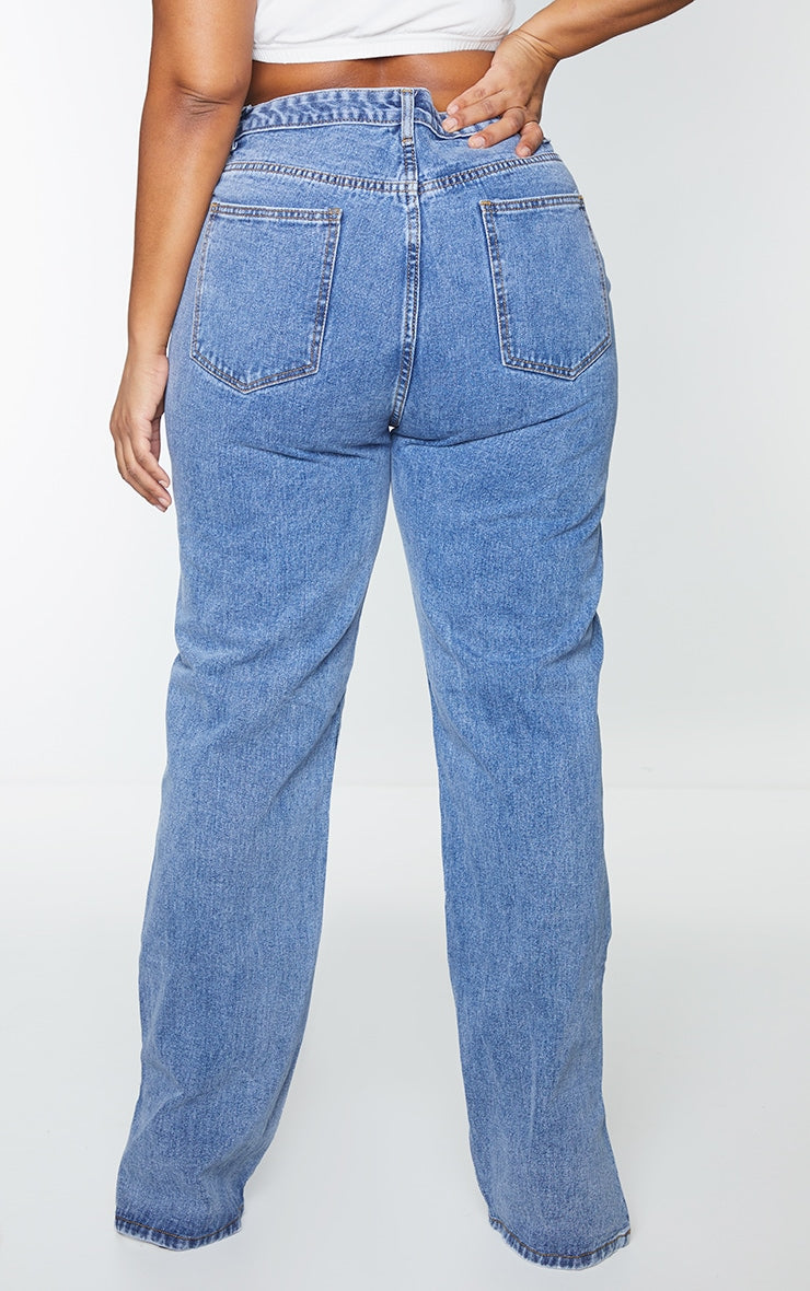 Plus Vintage Wash Split Hem Jeans