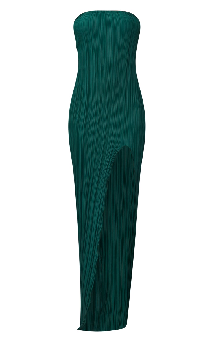 Emerald Green Plisse Split Leg Maxi Dress