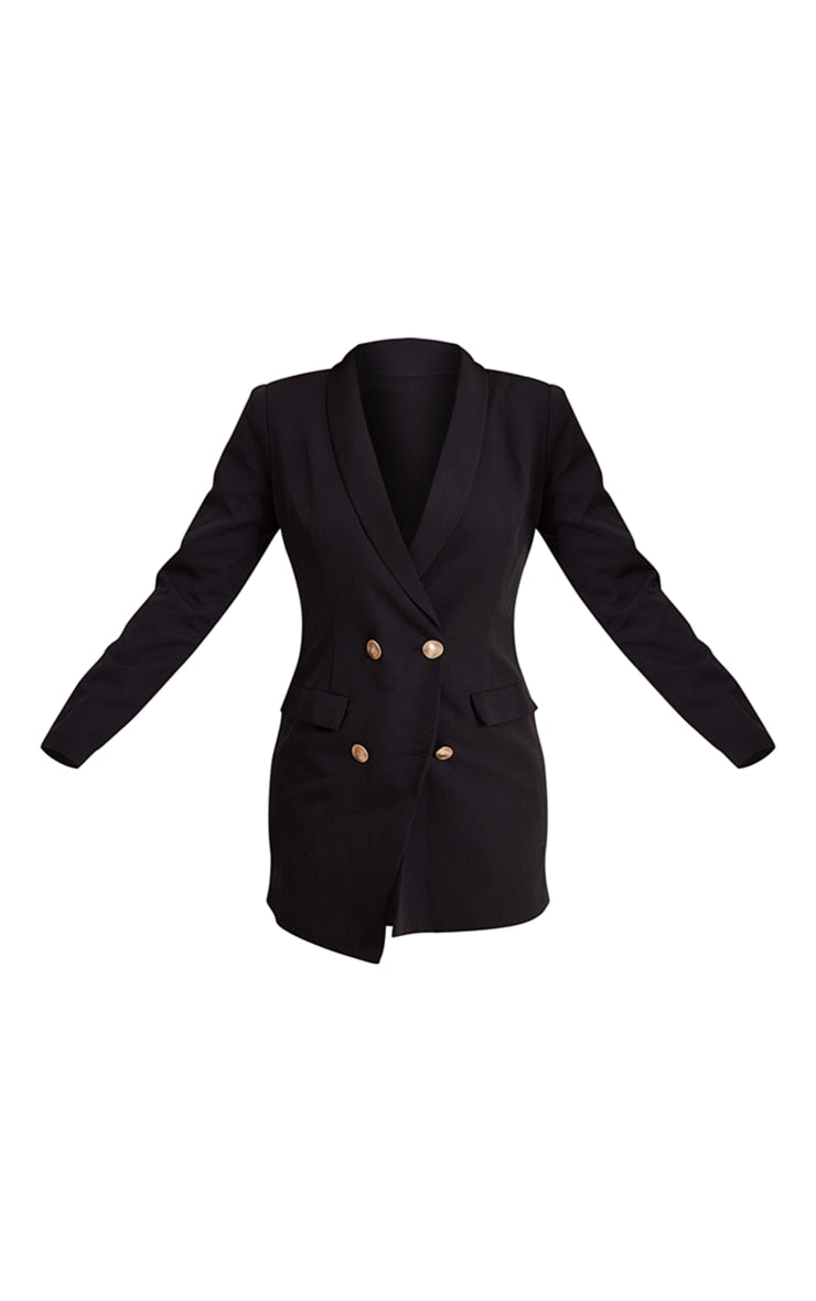 White Gold Button Blazer Dress