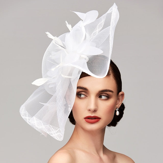 Flowers Feather Headpiece Kentucky Derby Hat