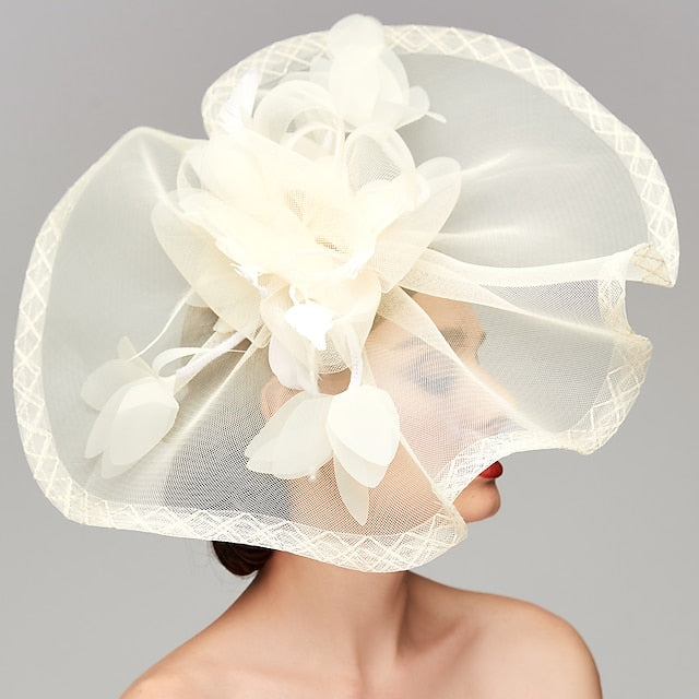 Flowers Feather Headpiece Kentucky Derby Hat