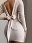 Women's Long Sleeve Backless Bow Mini Sweater Dress