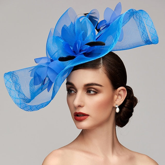 Flowers Feather Headpiece Kentucky Derby Hat