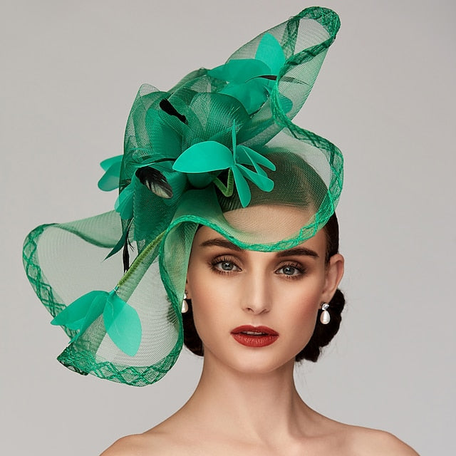 Flowers Feather Headpiece Kentucky Derby Hat