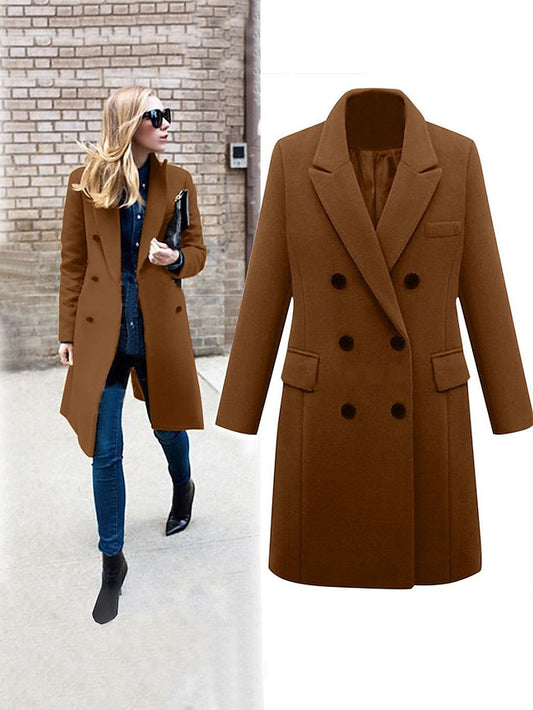 Women's Mid-Length Double Breasted Winter Coat