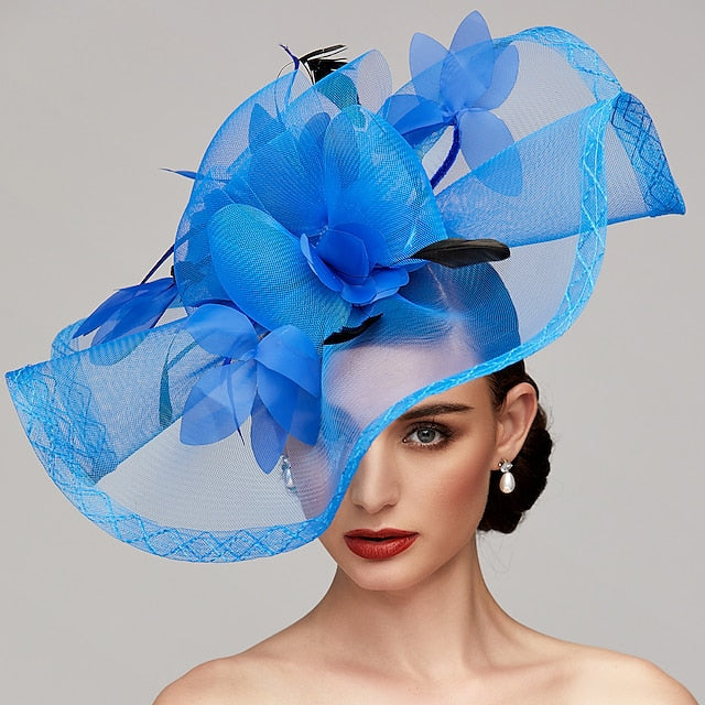 Flowers Feather Headpiece Kentucky Derby Hat