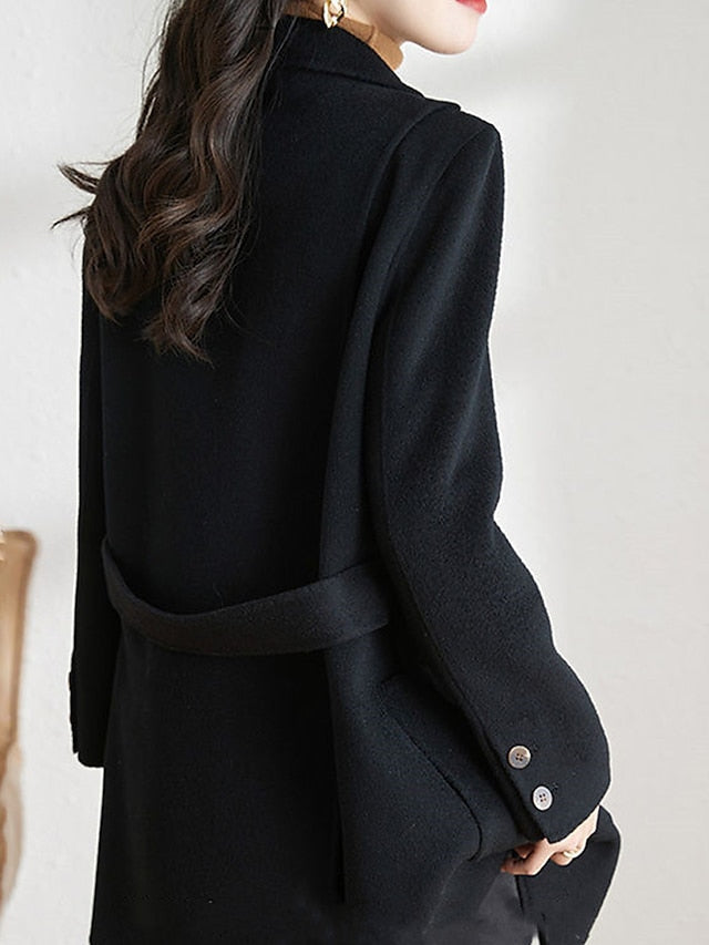 Women's Wool Blend Winter Long Blazer